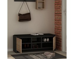Schoenenkast - Stijlvol Antraciet & Eiken Design - Ruime 110x43x37cm - Duurzaam Melamine Materiaal