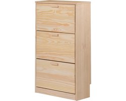 Schoenenkast Vita - Schoenenrek Kast - Schoenen Opbergen - Massief Grenen Hout - 115 x 64.8 x 25 cm