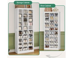 Schoenenkast – Vrijstaande Schoenenkast – Schoenenopberger – Schoenrek – Schoenmeubel – Witte Kleur – 30 Paar Schoenen – Ruimtebesparend Design