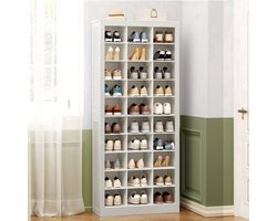 Schoenenkast – Vrijstaande Schoenenkast – Schoenenopberger – Schoenrek – Schoenmeubel – Witte Kleur – 30 Paar Schoenen – Ruimtebesparend Design