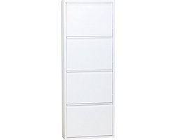 Schoenenkast wit metaal met 4 vakken.