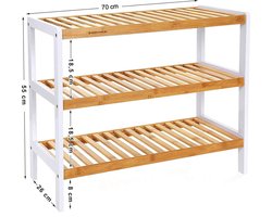 Schoenenrek 12 Paar Schoenen Opbergen - 3 Etages - Schoenenplank Opbergsysteem Organizer - Stevig Rek Bamboe Hout