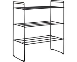 Schoenenrek – 3 Planken | Zwart Metaal | Scandinavisch
