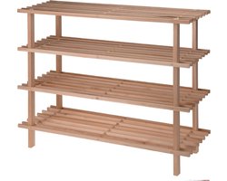 Schoenenrek - 4-laags - 77 x 26 x 65 cm - hout - schoenenstandaard - schoenen opbergen rek