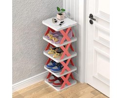 Schoenenrek, 5-laags schoenenrek, schoenenrek-organizer, groot smal schoenenrek, X-vormige opbergorganisator voor schoenen, duurzaam en stabiel, entree, gang, woonkamer