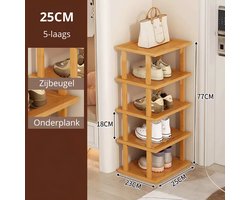 Schoenenrek - 5-laagse - Lengte 25 cm - Materiaal Bamboe - Schoenen - Opbergruimte - Opbergen - Rek - 5-25