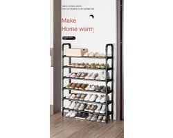 Schoenenrek - 6 Laags - Opbergsysteem 24 tot 28 Paar Schoenen - Schoenenkast - Kunststof/Staal – Zwart