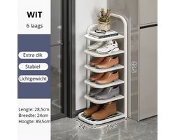 Schoenenrek - 6 laags - Wit - Schoenen - Opbergruimte - Opbergen