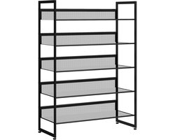 Schoenenrek - 72 x 30 x 102 cm - Smal Staand Rek met 5 Niveaus - Hoog en Compact - Metaal - Zwart