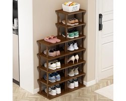 Schoenenrek Bamboe - Schoenenkast Organizer - Ruimte Besparen - 12 Lagen Hoog Smal - Niet Gespecificeerd - Bruin