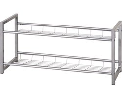Schoenenrek – Grijs staal – Voor 6 paar schoenen – 38 cm hoog, 80 cm breed, 30 cm diep