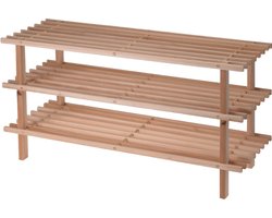 Schoenenrek - hout - 3-laags - 77 x 26 x 40 cm - schoenenbank - schoenen opbergen