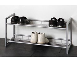 Schoenenrek Leonore 80cm, 2 planken - aluminium - Haku - Schoenenrek - Grijs - Aluminium