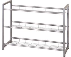 Schoenenrek Leonore 80cm, 3 planken - aluminium - Haku - Schoenenrek - Grijs - Aluminium