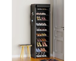 -Schoenenrek met 10 niveaus - 20-22 paar schoenen - zwart 30D x 45B x 175H centimeter