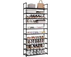 Schoenenrek met 10 planken, slank ontwerp voor optimale opbergruimte