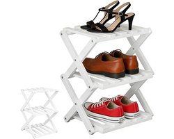 Schoenenrek met 5 Planken van Bamboe, Vouwbaar en Vrijstaand voor Hal, Slaapkamer en Kledingkast, Geen Installatie Nodig