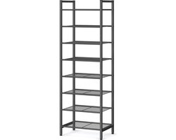Schoenenrek met 8 niveaus - Ruimtebesparend - Metalen rek - Zwart - 16-24 paar schoenen - SONGMICS