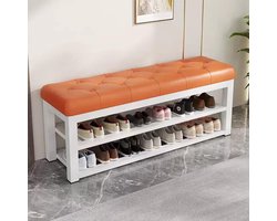 Schoenenrek met kussen - Opbergbank hal - Schoenen organiseren - Stevig metalen frame - 100 x 35 x 48 cm