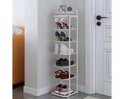 Schoenenrek - Opberger Kast - Ruimte Besparen - Hoog Smal Ontwerp - 9 Lagen - Wit
