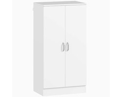 Schoenenrek opbergkast zes verstelbare planken soft-close scharnieren stille opening en sluiting geschikt voor 14 paar schoenen maximale maat 45 stevig en duurzaam met anti-kantelvoorziening eenvoudig te monteren geschikt voor entree 55×35×108cm wit