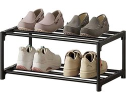 Schoenenrek Opbergrek - Schoenen Organizer - Ruimte Besparen - Stapelbaar Ontwerp - 2 Tier - Zwart