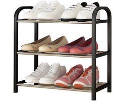 Schoenenrek - Praktische Schoenenkast - XXL - Zwart kunststof - Schoenen Rek Kast Opbergkast - Shoe Rack - Voor 12 Schoenen - Schoenenrek - 6 Paar