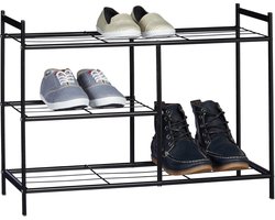 schoenenrek SANDRA - 3 etages - 8 paar - metaal - 50,5x70x26 cm - zwart