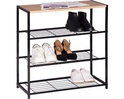 Schoenenrek - Schoenen Bankje - Opbergrek Schoenen - Industrieel - Schoenenkast - Kast voor Schoenen - Bruin/zwart