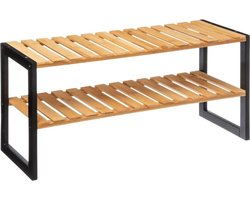 Schoenenrek - Schoenenbank - Bamboe - Zwart / Naturel - 70 cm x 26 cm x 34.5 cm
