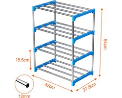Schoenenrek - Schoenenkast - Schoenenbank - Halbank - Zilver en Blauw