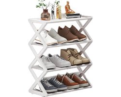 Schoenenrek - Schoenenkast - Schoenenrek Wit - Schoenen Rek - Multifunctionele Kast - Stofdichte Opslag - X-Vormig Schoenenrek