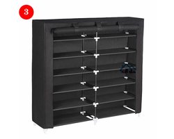 Schoenenrek - Schoenenkast - voor het opbergen van schoenen - 108 x 118 x 30 cm - Zwart