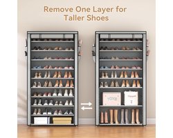 schoenenrek - schoenenrek met 10 planken - Grijs - 25D x 86B x 175H centimeter
