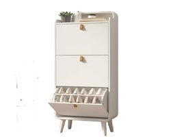 Schoenenrek – Smalle Schoenenkast – Schoenopberger – Schoenenkastje – 3 Uitklapbare Laden – Ruimtebesparend – MDF Met Houten Poten