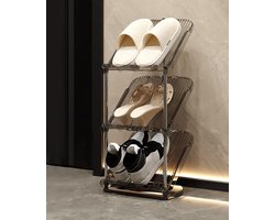 Schoenenrek - Staand schoenenrek met drie niveaus - Opberg- en organisatierek - Geschikt voor smalle kasten en gangen - Schoenenrek met meerdere niveaus - Geschikt voor entrees, woonkamers en badkamers