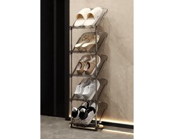 Schoenenrek - Vijflaags staand schoenenrek - Opberg- en organisatieplank - Geschikt voor smalle kasten en gangen - Schoenenrek met meerdere lagen - Geschikt voor entrees, woonkamers en badkamers