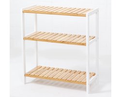 Schoenenrek voor 12 paar schoenen - Schoenen Rek bamboe hout met 3 etages - Opbergrek - badkamerrek - 60 x 25 x 66 Cm
