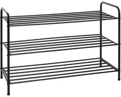 Schoenenrek – Zwart staal – Industrieel ontwerp – 58 cm hoog, 83 cm breed, 35 cm diep