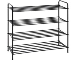Schoenenrek – Zwart staal – Industrieel ontwerp – 78 cm hoog, 83 cm breed, 35 cm diep