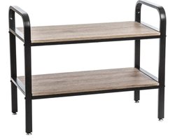 Schoenenrek/schoenenkast 6 paar schoenen 71,5 x 57,5 cm van metaal/hout - Schoenen opbergen - Schoenenrekken