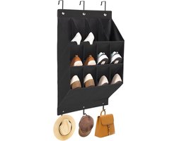 Schoenenzak Hangend - Schoenen Opberger - Met Haken - Organizer Voor Aan De Deur - Schoenenorganizer Boven De Deur - Oplossing Voor Rondslingerende Ding - Deur Opbergzak - Hangende Opberger -Zwart - Ruimtebesparend - Voor Schoenen/Woonaccessoires Enz