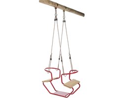Schommel duozit metaal+hout rood