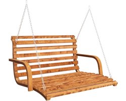 Schommelbank 91x130x58 cm gebogen hout met teakafwerking