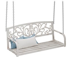 schommelbank buiten - 2 persoons - 190x133x55 cm - metaal - tuin - wit