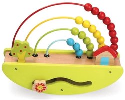Schommelbank Hout - Baby Speelgoed - Motorische Ontwikkeling - Met Telraam - 50 x 50 x 28 cm - Meerkleurig