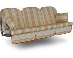 Schommelbank kussenset 3-zits 180x50 cm dik zitkussen met rugkussens en volant – tuinbank kussen, wasbaar, comfortabel outdoor balkon tuin – oranje met patroon – Urbanhome