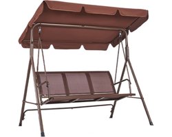 Schommelbank - Schommelstoel - Tuin - Patio - Terras - Verstelbaar luifel - 3 personen - Bruin