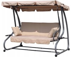 Schommelbank - tuinschommel - met klapbare rugleuning - beige