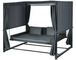 Schommelbed - Hollywood Schommel - Schommelbank met Zonnedak & Kussens - 2-zits Tuinbank - Tuinschommel 2 Personen - tot 250 kg - Schommelstoel - Tuinmeubelen - voor Tuin, Terras, Balkon - Grijs